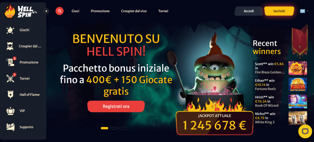 Hell Spin Casino homepage
