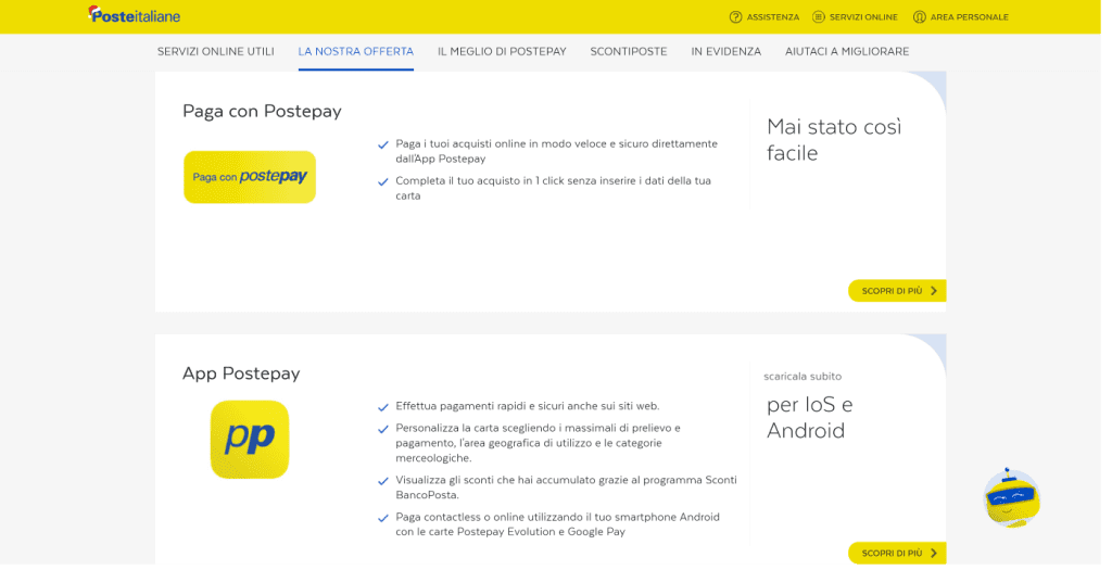 Schermata Postepay