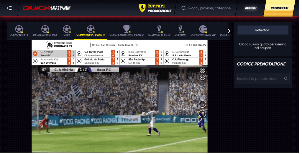 Sport virtuali Quickwin bookmaker